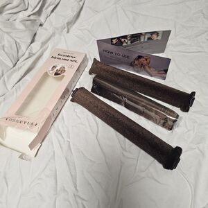 3pc Velvet Heatless Hair Curlers Overnight Blowout Rods Rollers Sleep In Brown